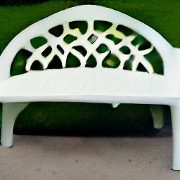 generated: a white plastic bench with a high arched back #5